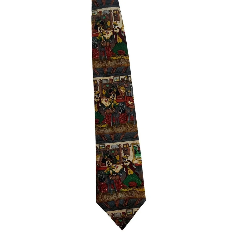 Vtg‎ Tie Golf Country Club Cartoon Mickie & CO. Mickie Mouse Goofy Donald Duck
